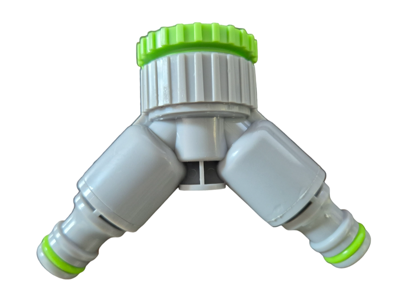 2-Way Tap Connector With Valves 1" or 3/4" BSP Female, Green/Gray - Home & Garden > Lawn & Garden Garden watering