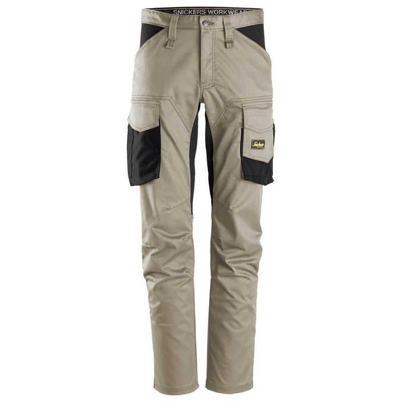 Snickers 6803 AllroundWork, Stretch Trousers without Knee Pockets Khaki - CARGO & COMBAT TROUSERS