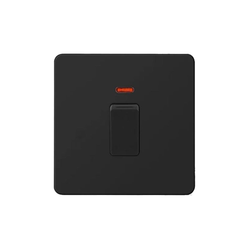 Caradok Matt Black Metal Screwless 20A Switch w/ Neon - Caradok - Screwless Matt Black