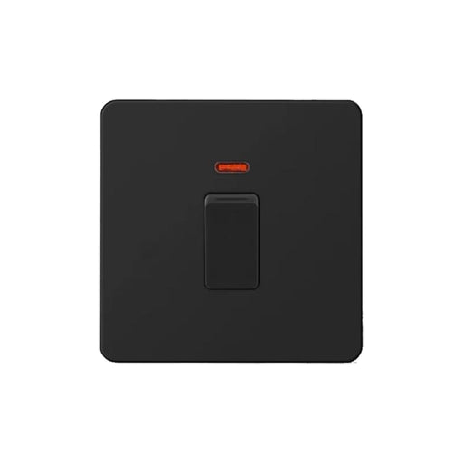 Caradok Matt Black Metal Screwless 20A Switch w/ Neon - Caradok - Screwless Matt Black