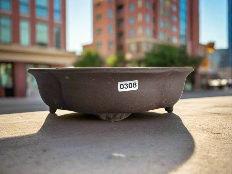 20cm Unglazed Bonsai Pot | Floral | 20cm x 17cm x 6cm | Brown