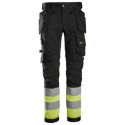 Snickers 6234 High-Vis Class 1 Stretch Trousers Holster Pockets Black/Yellow, Waist 38" Leg 30"-Snickers 108 - Apparel & Accessories > Clothing > Uniforms & Workwear > Contractor Pants & Coveralls SALE TROUSERS
