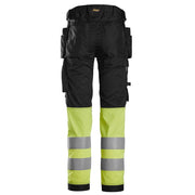Snickers 6234 High-Vis Class 1 Stretch Trousers Holster Pockets Black/Yellow, Waist 38" Leg 30"-Snickers 108 - Apparel & Accessories > Clothing > Uniforms & Workwear > Contractor Pants & Coveralls SALE TROUSERS