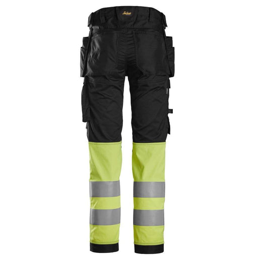 Snickers 6234 High-Vis Class 1 Stretch Trousers Holster Pockets Black/Yellow, Waist 38" Leg 30"-Snickers 108 - Apparel & Accessories > Clothing > Uniforms & Workwear > Contractor Pants & Coveralls SALE TROUSERS
