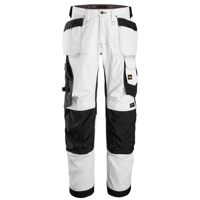 Snickers 6251 AllroundWork, Stretch Loose Fit Holster Pocket Work Trousers White - KNEE PAD TROUSERS
