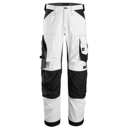 Snickers 6351 AllroundWork Stretch Loose fit Work Trousers White - KNEE PAD TROUSERS