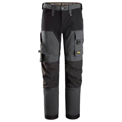 Snickers 6375 AllroundWork 4-way Stretch Trousers Steel Grey/Black, 39" Waist 30" Leg-Snickers 112 - Apparel & Accessories > Clothing > Pants > Cargo Pants SALE TROUSERS