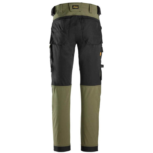 Snickers 6375 AllroundWork 4-way Stretch Trousers Khaki Green - Apparel & Accessories > Clothing > Uniforms > Contractor Pants & Coveralls KNEE PAD TROUSERS