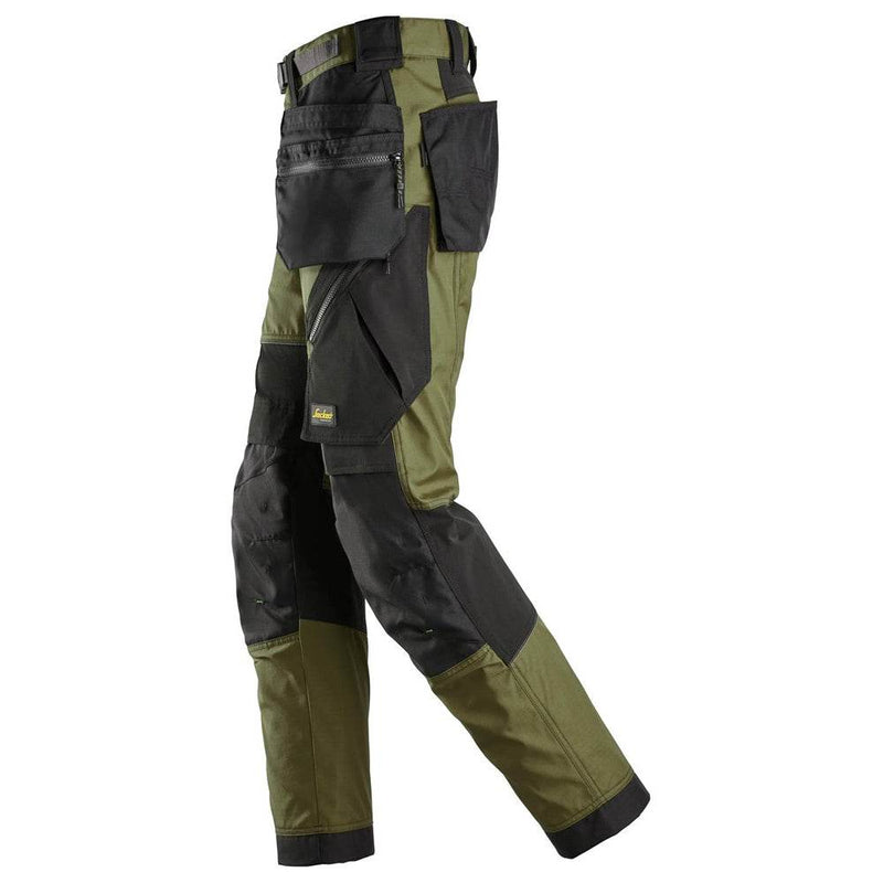 Snickers 6902 FlexiWork, Kneepad Holster Pocket Work Trousers Khaki Green - Apparel & Accessories > Clothing > Uniforms > Contractor Pants & Coveralls KNEE PAD TROUSERS