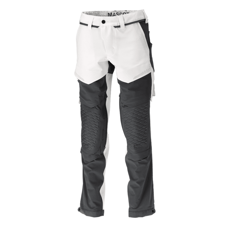 Mascot 22279 Ultimate Stretch Click System Pocket Trousers White / Stone Grey - KNEE PAD TROUSERS