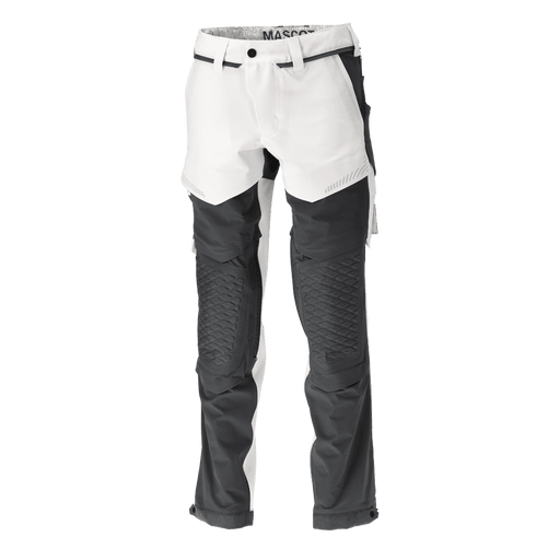 Mascot 22279 Ultimate Stretch Click System Pocket Trousers White / Stone Grey - KNEE PAD TROUSERS