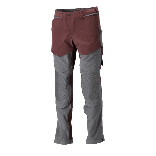 Mascot 22279 Ultimate Stretch Click System Pocket Trousers Bordeaux / Stone Grey - KNEE PAD TROUSERS