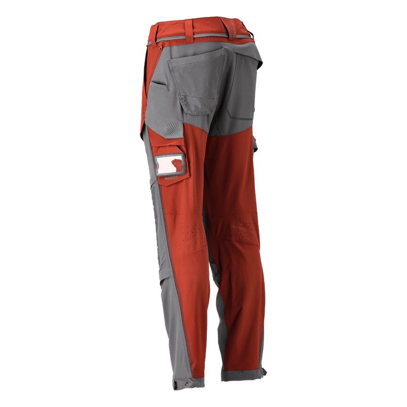 Mascot 22279 Ultimate Stretch Click System Pocket Trousers Autumn Red / Stone Grey - KNEE PAD TROUSERS