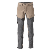Mascot 22279 Ultimate Stretch Click System Pocket Trousers Dark Sand / Stone Grey - KNEE PAD TROUSERS
