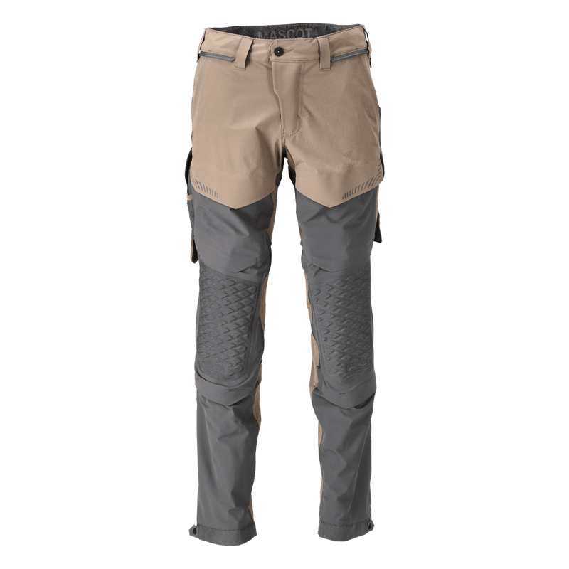 Mascot 22279 Ultimate Stretch Click System Pocket Trousers Dark Sand / Stone Grey - KNEE PAD TROUSERS