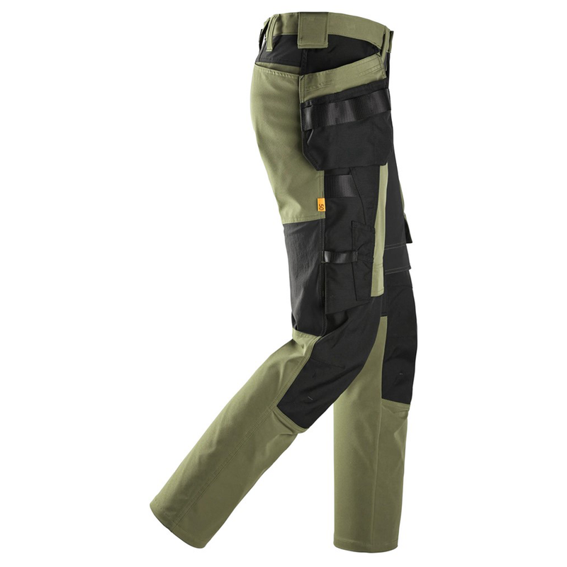 Snickers 6218 AllroundWork Holster Pocket 4-Way Stretch Trousers Khaki Green - Apparel & Accessories > Clothing > Pants > Cargo Pants KNEE PAD TROUSERS