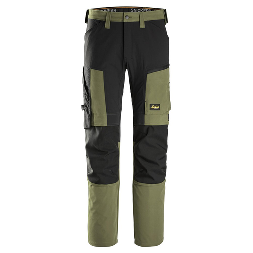 Snickers 6318 AllroundWork 4-Way Stretch Trousers Khaki Green - KNEE PAD TROUSERS