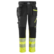 Snickers 6935 Hi-Vis Detachable Holster Pocket 4-Way Stretch Trousers Class 1 - HI-VIS TROUSERS
