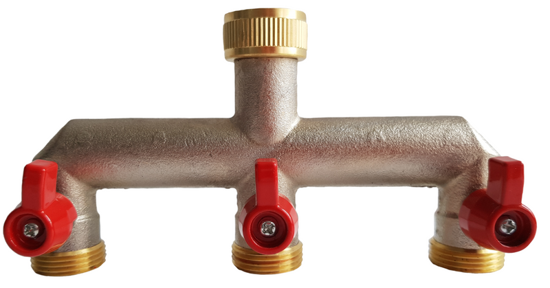 Three Way Tap Splitter Brass 3/4" BSP - Home & Garden > Lawn & Garden Garden watering