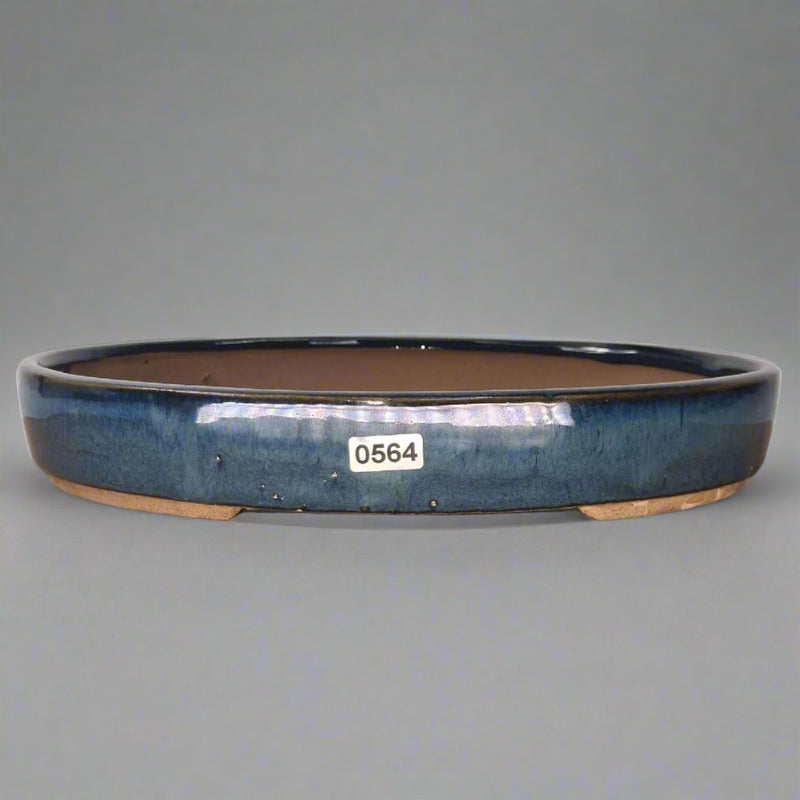 26cm Glazed Bonsai Pot | Oval | 26cm x 19cm x 4cm | Blue