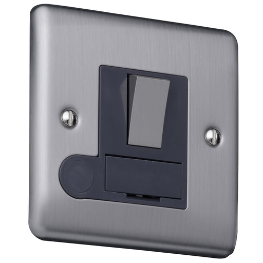 Caradok 13A switched FCU’s Brushed Chrome, Metal Switch, Grey Insert - Caradok - The Curve - Brushed Steel