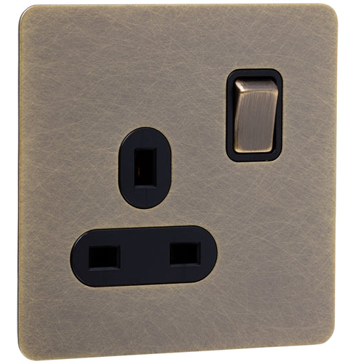 Caradok Screwless Antique Brass Socket - 1 Gang - The Georgian - Caradok - Georgian - Antique Brass