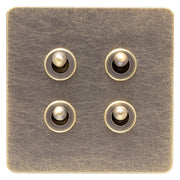 Caradok Screwless Antique Brass Toggle Switch - 4 Gang - The Georgian - Caradok - Georgian - Antique Brass
