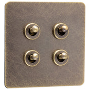 Caradok Screwless Antique Brass Toggle Switch - 4 Gang - The Georgian - Caradok - Georgian - Antique Brass