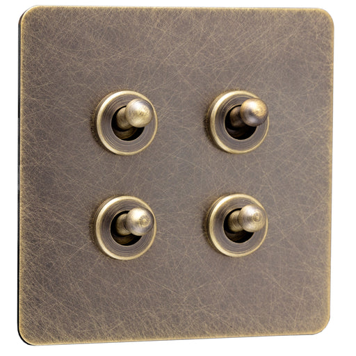 Caradok Screwless Antique Brass Toggle Switch - 4 Gang - The Georgian - Caradok - Georgian - Antique Brass