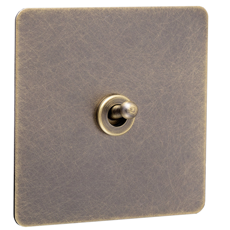 Caradok Screwless Antique Brass Intermediate Toggle Switch - 1 Gang - the Georgian - Caradok - Georgian - Antique Brass