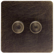 Caradok Screwless Antique Brass Dimmer Switch - 2 Gang - The Georgian - Caradok - Georgian - Antique Brass