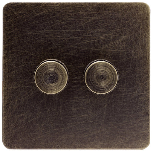 Caradok Screwless Antique Brass Dimmer Switch - 2 Gang - The Georgian - Caradok - Georgian - Antique Brass