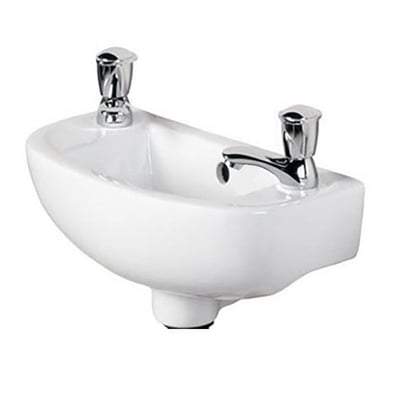 45cm Slim Line Basin 2 Tap Holes in Alpine White - Bathrooms