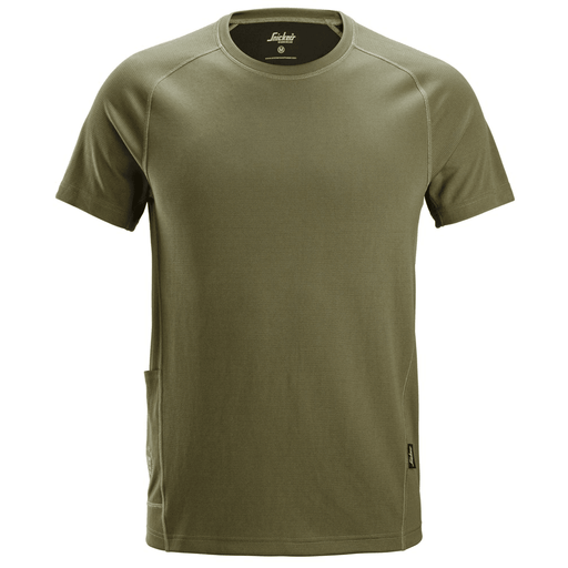Snickers 2556 Stay Fresh Breathable T-Shirt Khaki Green Medium - Apparel & Accessories > Clothing > Activewear > Activewear Tops > T-Shirts SALE T-SHIRTS