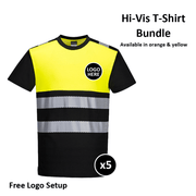PORTWEST PW311 PW3 HI-VIS COTTON COMFORT CLASS 1 T-SHIRTS BUNDLE - 5 ITEMS - BUNDLE