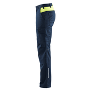 Blaklader 1448 Industry Stretch Kneepad Trousers Dark Navy Blue/Hi-Vis Yellow - KNEE PAD TROUSERS