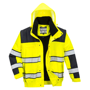 Portwest C466 Hi-Vis 3-in-1 Contrast Waterproof Bomber Jacket - HI-VIS JACKETS & COATS