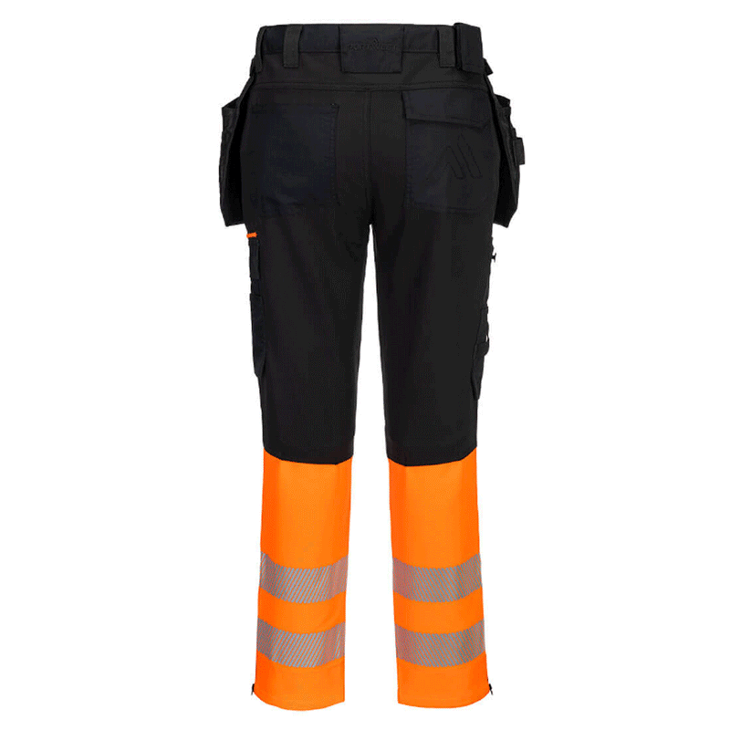 Portwest DX457 Hi-Vis Class 1 Detachable Holster Pocket Knee Pad Trousers - HI-VIS TROUSERS