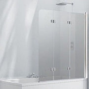 Aquaglass 6mm Frameless Bath Screen with 3 Folding Panels - 1400 x 1200mm - Bathrooms