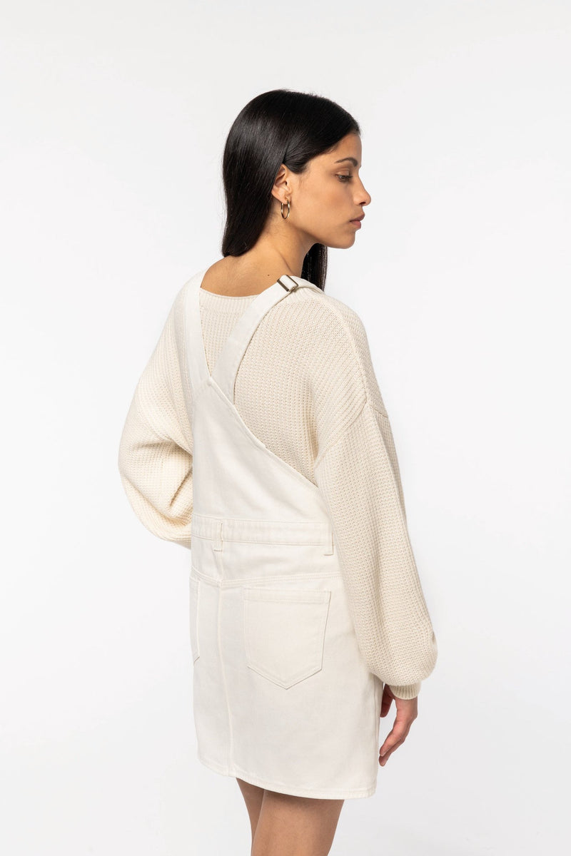 Organic Cotton Womens Work Ivory Dungarees Dress Sizes UK 8-16 - Sustainable Workwear Range