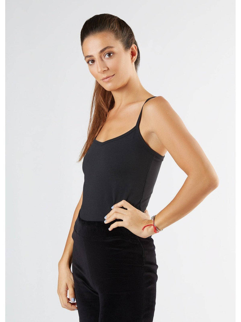 Organic Cotton Womens Blue White Red Black Work Stretch Vest with Spaghetti Straps - Sustainable Workwear Range