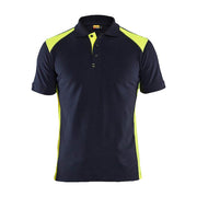 Blaklader 3324 Short Sleeve Polo Shirt Dark Navy Blue / Hi-Vis Yellow - POLO SHIRTS