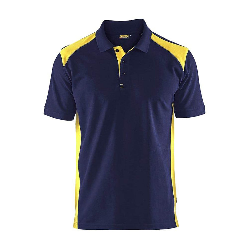 Blaklader 3324 Short Sleeve Polo Shirt Navy Blue / Hi-Vis Yellow - POLO SHIRTS