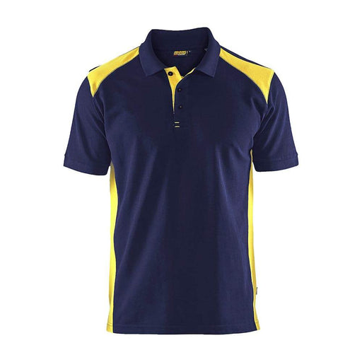 Blaklader 3324 Short Sleeve Polo Shirt Navy Blue / Hi-Vis Yellow - POLO SHIRTS