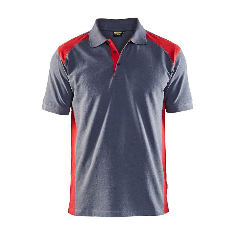 Blaklader 3324 Short Sleeve Polo Shirt Grey / Red - POLO SHIRTS