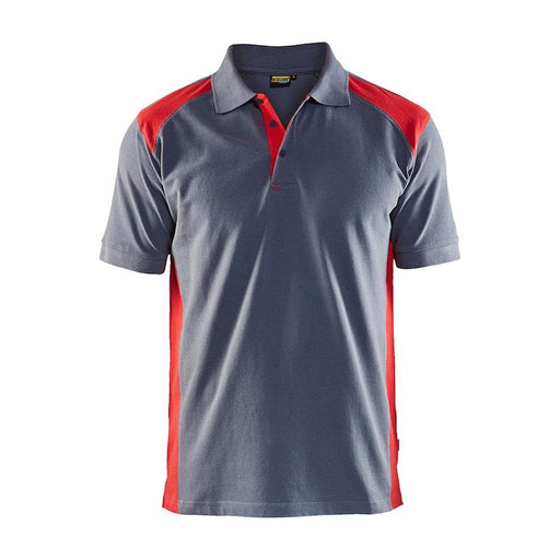 Blaklader 3324 Short Sleeve Polo Shirt Grey / Red - POLO SHIRTS