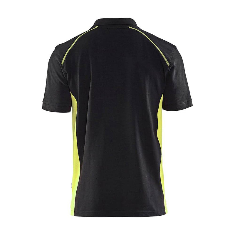 Blaklader 3324 Short Sleeve Polo Shirt Black / Hi-Vis Yellow - POLO SHIRTS