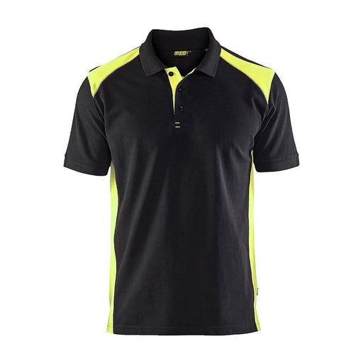 Blaklader 3324 Short Sleeve Polo Shirt Black / Hi-Vis Yellow - POLO SHIRTS