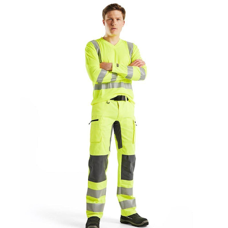 Blaklader 3383 Hi-Vis UV Long Sleeved V-Neck T-Shirt - Business & Industrial > Work Safety Protective Gear HI-VIS T-SHIRTS