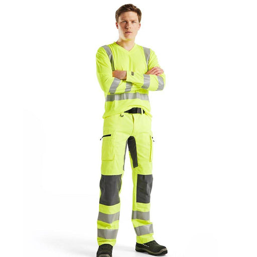 Blaklader 3386 Hi-Vis UV-Protected Long Sleeve V-Neck T-Shirt - Business & Industrial > Work Safety Protective Gear HI-VIS T-SHIRTS